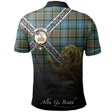 Scottish Paisley District Clan Crest Tartan Polo Shirt - Celtic with Scotland Lion Back Side Tartan Plaid