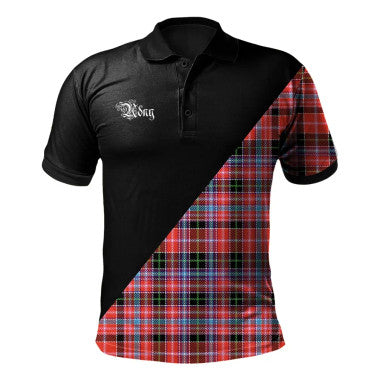 Scottish Hannay Modern Clan Crest Tartan Polo Shirt - Military Logo Front Side Tartan Plaid