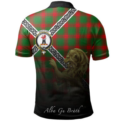 Scottish Middleton Modern Clan Crest Tartan Polo Shirt - Celtic with Scotland Lion Back Side Tartan Plaid