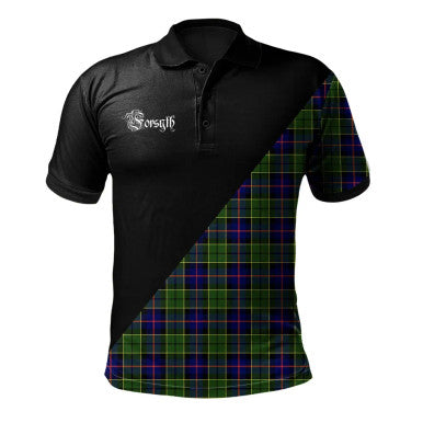 Scottish Hamilton Modern Clan Crest Tartan Polo Shirt - Military Logo Front Side Tartan Plaid