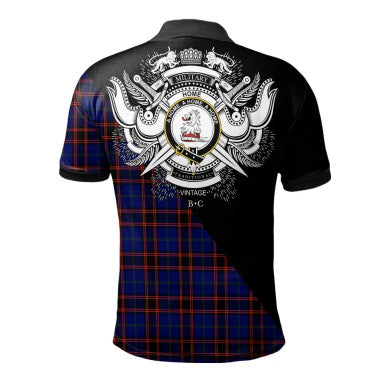 Scottish Hay Modern Clan Crest Tartan Polo Shirt - Military Logo Back Side Tartan Plaid