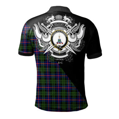 Scottish Henderson Modern Clan Crest Tartan Polo Shirt - Military Logo Back Side Tartan Plaid