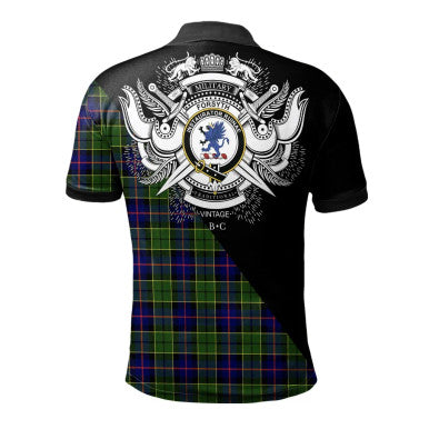 Scottish Hamilton Modern Clan Crest Tartan Polo Shirt - Military Logo Back Side Tartan Plaid