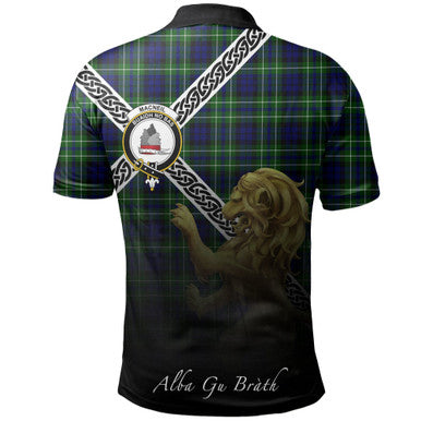 Scottish MacNeil of Colonsay Modern Clan Crest Tartan Polo Shirt - Celtic with Scotland Lion Back Side Tartan Plaid