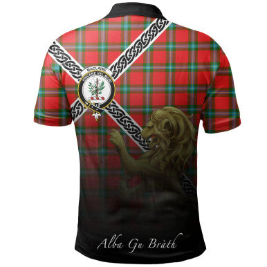 Scottish MacLaine of Loch Buie Clan Crest Tartan Polo Shirt - Celtic with Scotland Lion Back Side Tartan Plaid