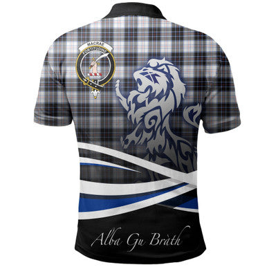 Scottish MacRae Dress Modern Clan Crest Tartan Polo Shirt - Scotland Lion Back Side Tartan Plaid