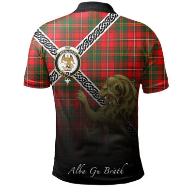 Scottish Hay Modern Clan Crest Tartan Polo Shirt - Celtic with Scotland Lion Back Side Tartan Plaid