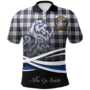 Scottish MacRae Dress Modern Clan Crest Tartan Polo Shirt - Scotland Lion Front Side Tartan Plaid