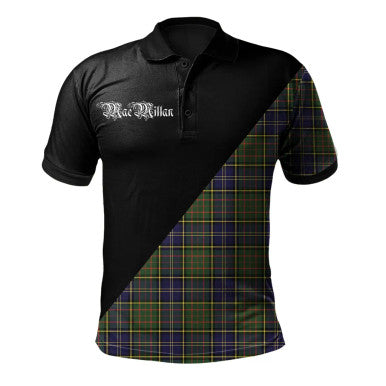 Scottish Houston Clan Crest Tartan Polo Shirt - Military Logo Front Side Tartan Plaid