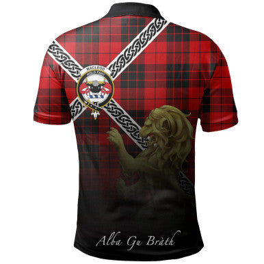 Scottish MacLeod of Raasay Clan Crest Tartan Polo Shirt - Celtic with Scotland Lion Back Side Tartan Plaid