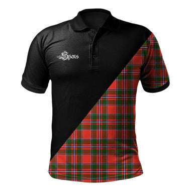 Scottish Jardine Clan Crest Tartan Polo Shirt - Military Logo Front Side Tartan Plaid