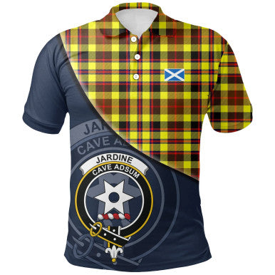 Scottish Jardine Clan Crest Tartan Polo Shirt - Bend Style Front Side Tartan Plaid