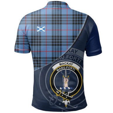 Scottish MacKay Blue Clan Crest Tartan Polo Shirt - Bend Style Back Side Tartan Plaid