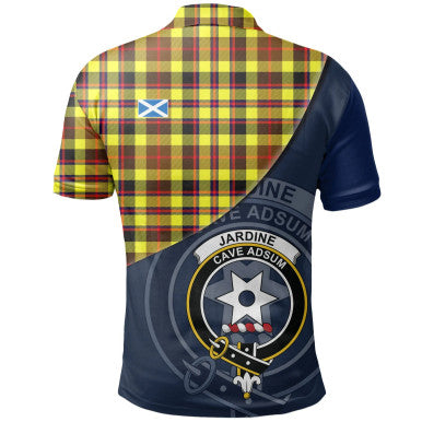 Scottish Jardine Clan Crest Tartan Polo Shirt - Bend Style Back Side Tartan Plaid