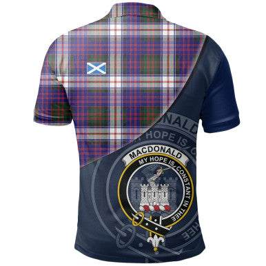 Scottish MacDonald Dress Modern Clan Crest Tartan Polo Shirt - Bend Style Back Side Tartan Plaid
