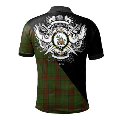 Scottish Kennedy Modern Clan Crest Tartan Polo Shirt - Military Logo Back Side Tartan Plaid