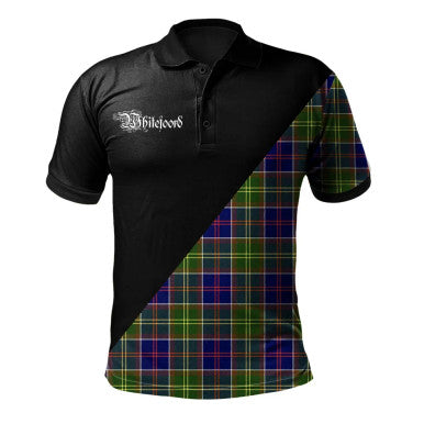Scottish Kinninmont Clan Crest Tartan Polo Shirt - Military Logo Front Side Tartan Plaid