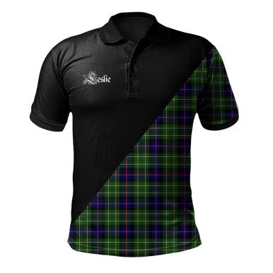 Scottish Laing Clan Crest Tartan Polo Shirt - Military Logo Front Side Tartan Plaid