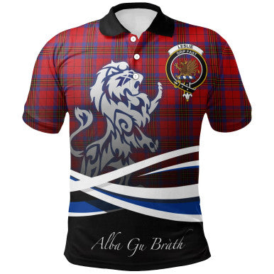 Scottish Leslie Modern Clan Crest Tartan Polo Shirt - Scotland Lion Front Side Tartan Plaid