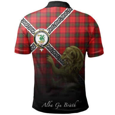 Scottish Seton Modern Clan Crest Tartan Polo Shirt - Celtic with Scotland Lion Back Side Tartan Plaid