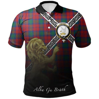 Scottish Lindsay Modern Clan Crest Tartan Polo Shirt - Celtic with Scotland Lion Front Side Tartan Plaid