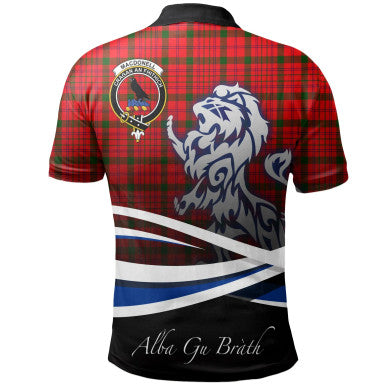Scottish MacDonnell of Keppoch Modern Clan Crest Tartan Polo Shirt - Scotland Lion Back Side Tartan Plaid