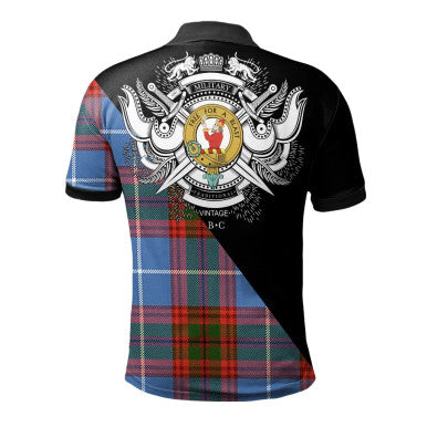 Scottish Lockhart Clan Crest Tartan Polo Shirt - Military Logo Back Side Tartan Plaid