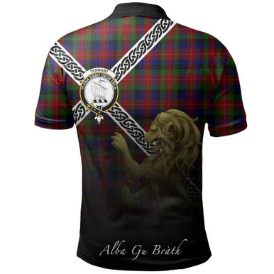Scottish Tennant Clan Crest Tartan Polo Shirt - Celtic with Scotland Lion Back Side Tartan Plaid