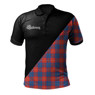 Scottish Logie Clan Crest Tartan Polo Shirt - Military Logo Front Side Tartan Plaid