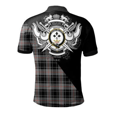 Scottish Lumsden Modern Clan Crest Tartan Polo Shirt - Military Logo Back Side Tartan Plaid