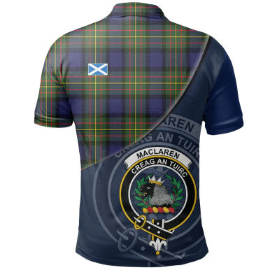 Scottish MacLaren Modern Clan Crest Tartan Polo Shirt - Bend Style Back Side Tartan Plaid