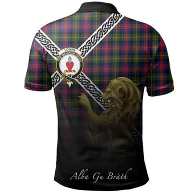 Scottish Logan Modern Clan Crest Tartan Polo Shirt - Celtic with Scotland Lion Back Side Tartan Plaid