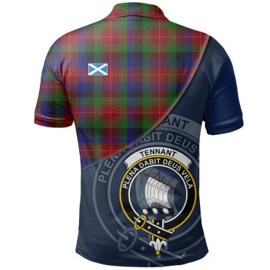Scottish Tennant Clan Crest Tartan Polo Shirt - Bend Style Back Side Tartan Plaid