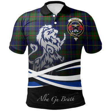 Scottish MacLeod of Harris Modern Clan Crest Tartan Polo Shirt - Scotland Lion Front Side Tartan Plaid