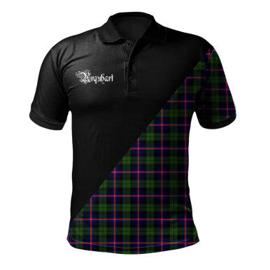 Scottish MacAulay Modern Clan Crest Tartan Polo Shirt - Military Logo Front Side Tartan Plaid