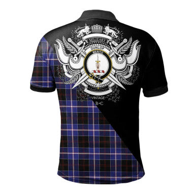 Scottish MacAlister Modern Clan Crest Tartan Polo Shirt - Military Logo Back Side Tartan Plaid