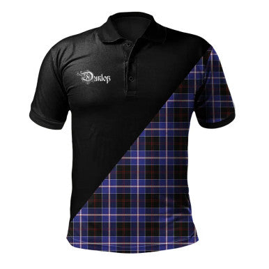 Scottish MacAlister Modern Clan Crest Tartan Polo Shirt - Military Logo Front Side Tartan Plaid