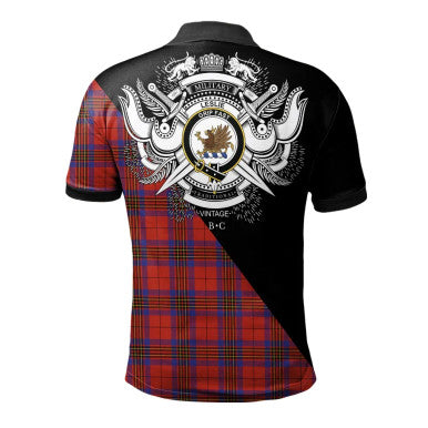 Scottish MacCorquodale Clan Crest Tartan Polo Shirt - Military Logo Back Side Tartan Plaid