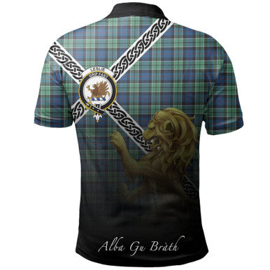 Scottish Leslie Hunting Clan Crest Tartan Polo Shirt - Celtic with Scotland Lion Back Side Tartan Plaid