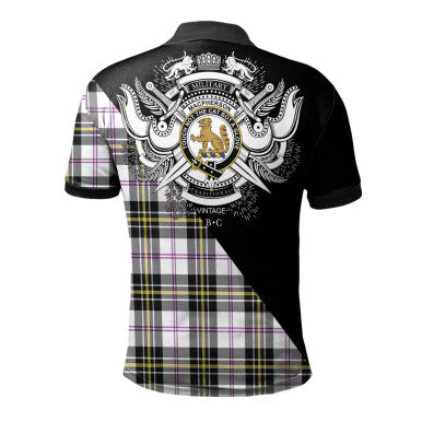 Scottish MacDonald Modern Clan Crest Tartan Polo Shirt - Military Logo Back Side Tartan Plaid