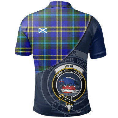 Scottish Weir Modern Clan Crest Tartan Polo Shirt - Bend Style Back Side Tartan Plaid