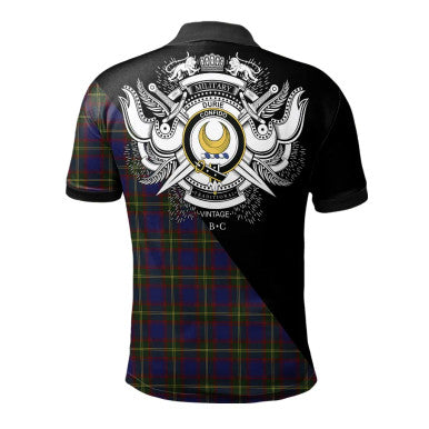 Scottish MacDonald Dress Modern Clan Crest Tartan Polo Shirt - Military Logo Back Side Tartan Plaid