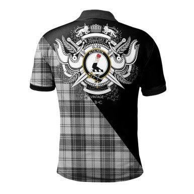 Scottish MacDonald of the Isles Hunting Modern Clan Crest Tartan Polo Shirt - Military Logo Back Side Tartan Plaid