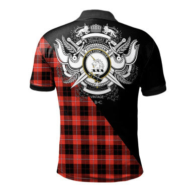 Scottish MacDonnell of Keppoch Modern Clan Crest Tartan Polo Shirt - Military Logo Back Side Tartan Plaid