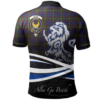 Scottish Durie Clan Crest Tartan Polo Shirt - Scotland Lion Back Side Tartan Plaid