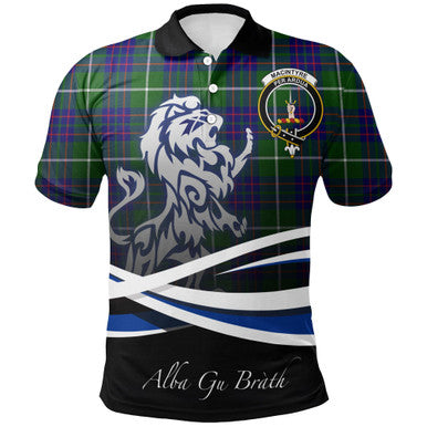 Scottish MacIntyre Hunting Modern Clan Crest Tartan Polo Shirt - Scotland Lion Front Side Tartan Plaid