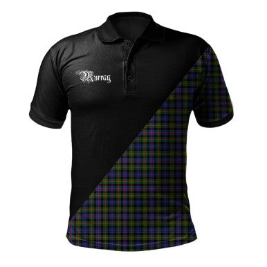 Scottish MacDowall Clan Crest Tartan Polo Shirt - Military Logo Front Side Tartan Plaid