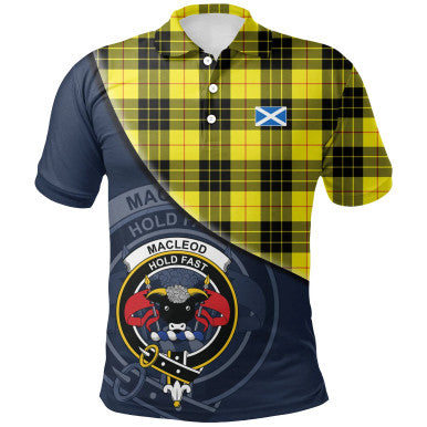Scottish MacLeod of Lewis Modern Clan Crest Tartan Polo Shirt - Bend Style Front Side Tartan Plaid