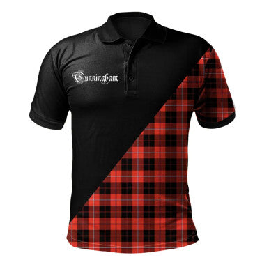 Scottish MacDonnell of Keppoch Modern Clan Crest Tartan Polo Shirt - Military Logo Front Side Tartan Plaid