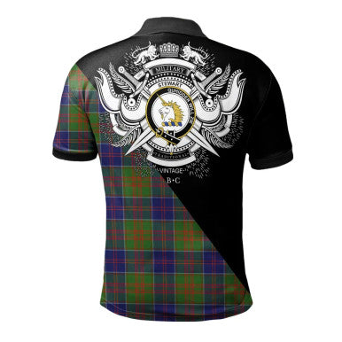 Scottish MacFarlane Modern Clan Crest Tartan Polo Shirt - Military Logo Back Side Tartan Plaid